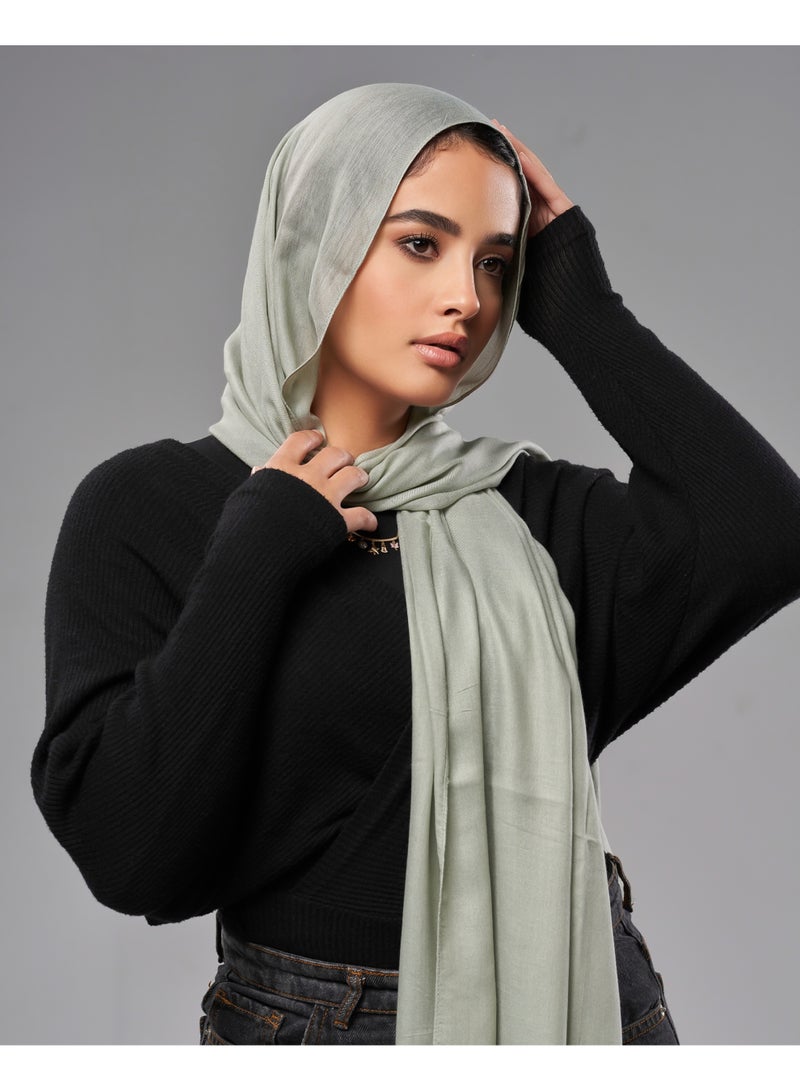 Lavezzi Breathable Cotton Modal Hijab Scarf For Women - Women Solid Color Head Scarf Wrap - Pale Mint - Image 3