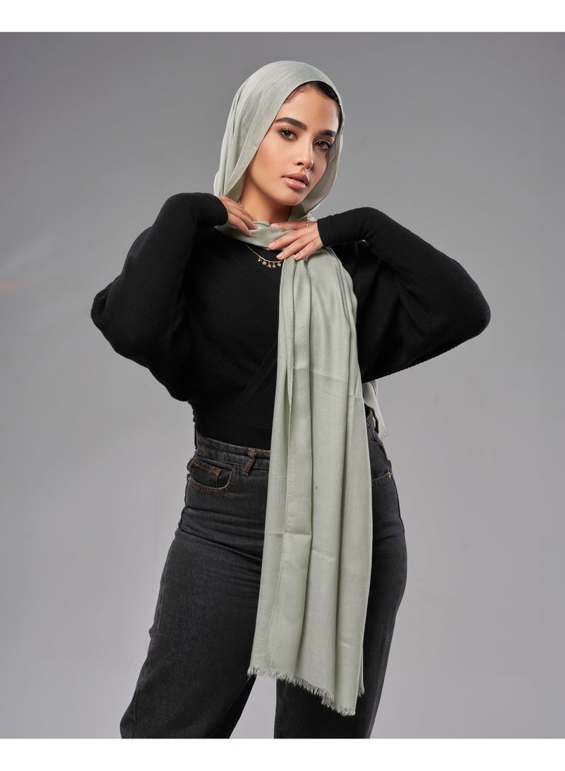 Lavezzi Breathable Cotton Modal Hijab Scarf For Women - Women Solid Color Head Scarf Wrap - Pale Mint - Image 2