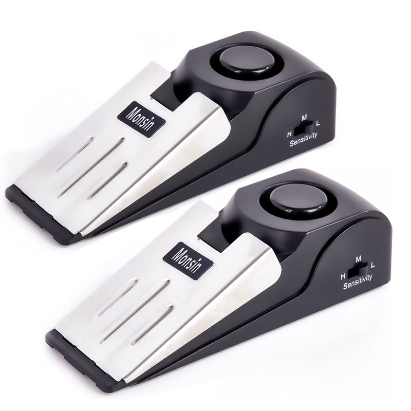 Monsin Door Stop Alarm, Door Stopper with 120DB Security Alarm, Floor Wedge Doorstop for Travel Apartment Home House (Pack of 2)  - Image 1