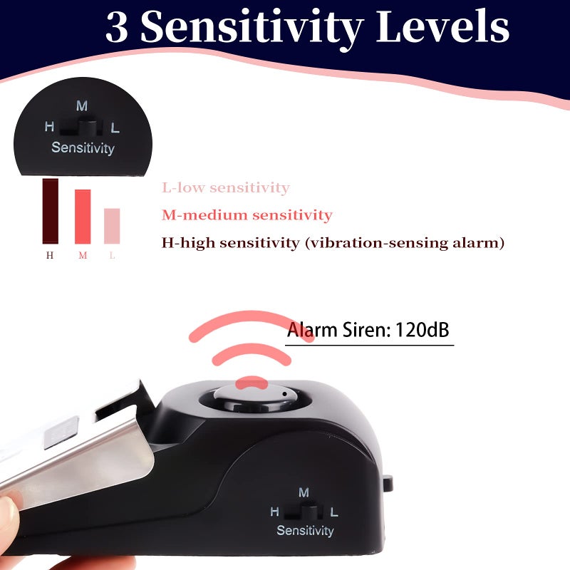 Monsin Door Stop Alarm, Door Stopper with 120DB Security Alarm, Floor Wedge Doorstop for Travel Apartment Home House (Pack of 2)  - Image 2