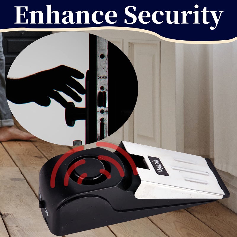Monsin Door Stop Alarm, Door Stopper with 120DB Security Alarm, Floor Wedge Doorstop for Travel Apartment Home House (Pack of 2)  - Image 4