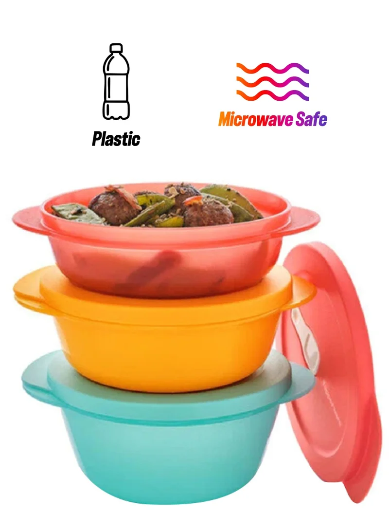 Tupperware 3-Piece Dishwasher and Microwave Safe Store Serve and Go Bowl Set Multicolor Medium 11164937