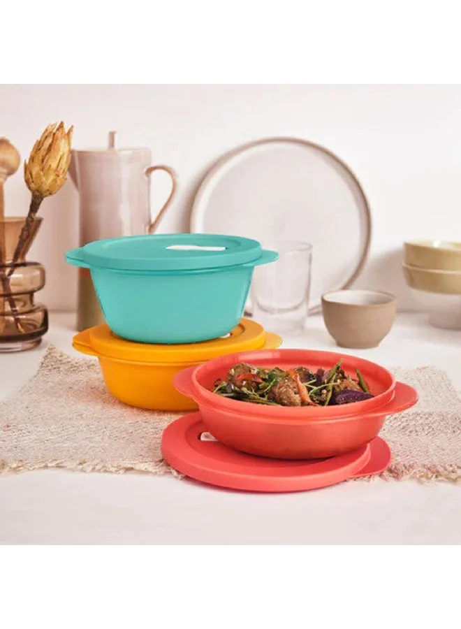 Tupperware 3-Piece Dishwasher and Microwave Safe Store Serve and Go Bowl Set Multicolor Medium 11164937