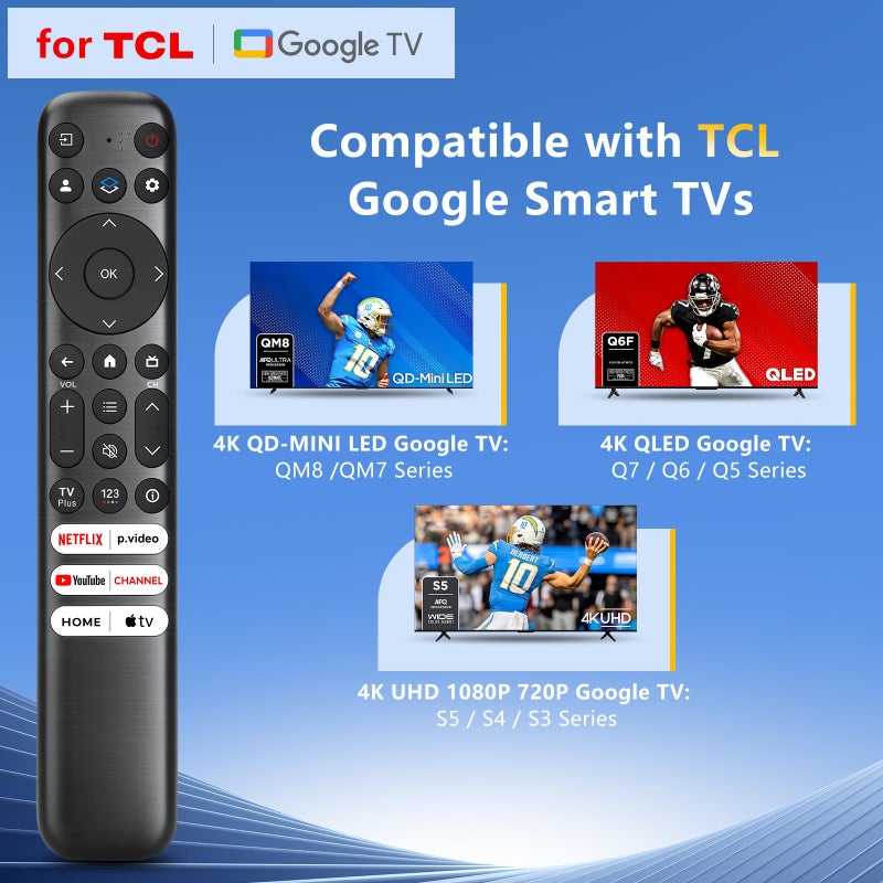 OMAIC for TCL-Google-TV-Remote Control Replacement,RC813 Compatible with TCL Smart TVs QM8/QM7/S5/S4/S3/Q7/Q6/Q5 Series(Not for Roku TVs) - Image 3