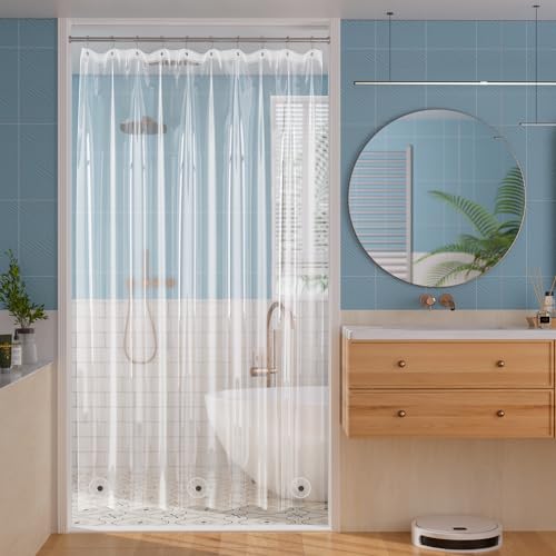 Titanker Shower Curtain Liner 60x72, Clear Plastic Shower Liner Lightweight PEVA Waterproof Shower Curtains for Bathroom with Magnets and Rustproof Grommet Holes - Image 1