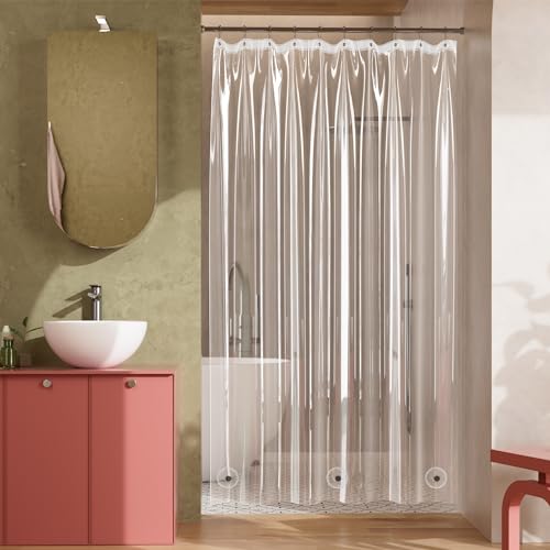 Titanker Shower Curtain Liner 60x72, Clear Plastic Shower Liner Lightweight PEVA Waterproof Shower Curtains for Bathroom with Magnets and Rustproof Grommet Holes - Image 2