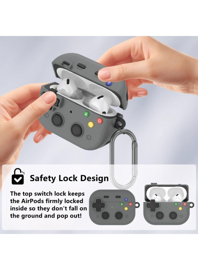 Case for Airpods Pro 3  ,Retro Game Style Anti-Scratch Silicone Cover with Carabiner Supports Wireless Charging - Image 2