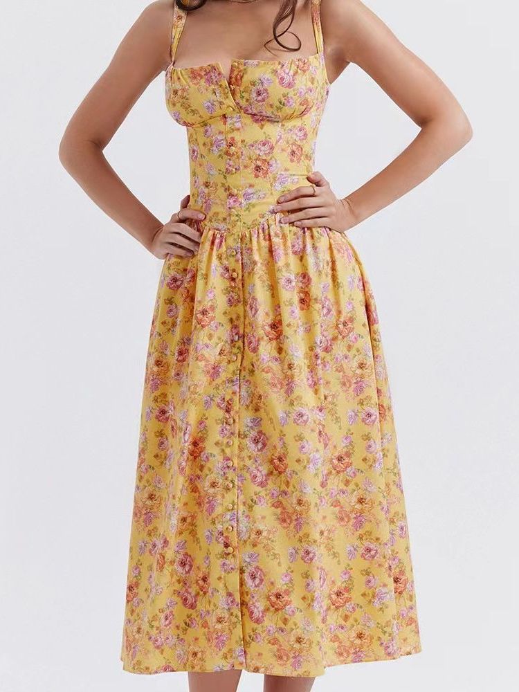2023 Summer Strap Skirt Front-Breasted Back Non-Laced Waist Upper Front Chest Lace - Image 4