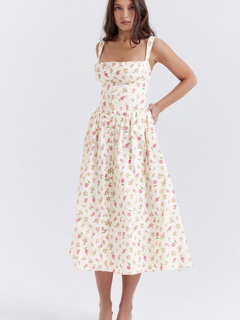 2023 Summer Strap Skirt Front-Breasted Back Non-Laced Waist Upper Front Chest Lace - Image 1