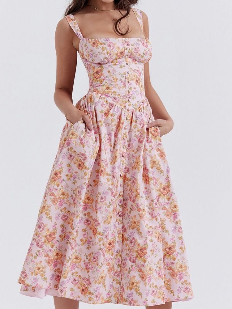 2023 Summer Strap Skirt Front-Breasted Back Non-Laced Waist Upper Front Chest Lace - Image 5