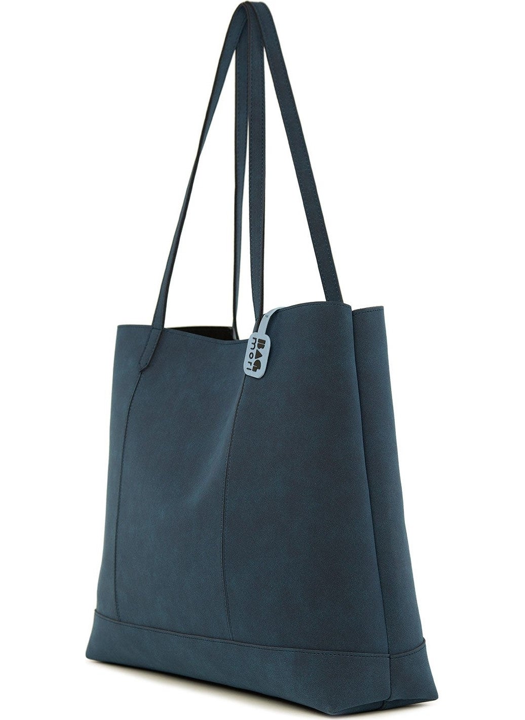 Bagmori Navy Blue Double Stitched Thin Strap Large Nubuck Bag  - Image 2