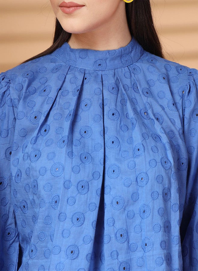 PlusS Blue Cotton Top for Women - Image 2