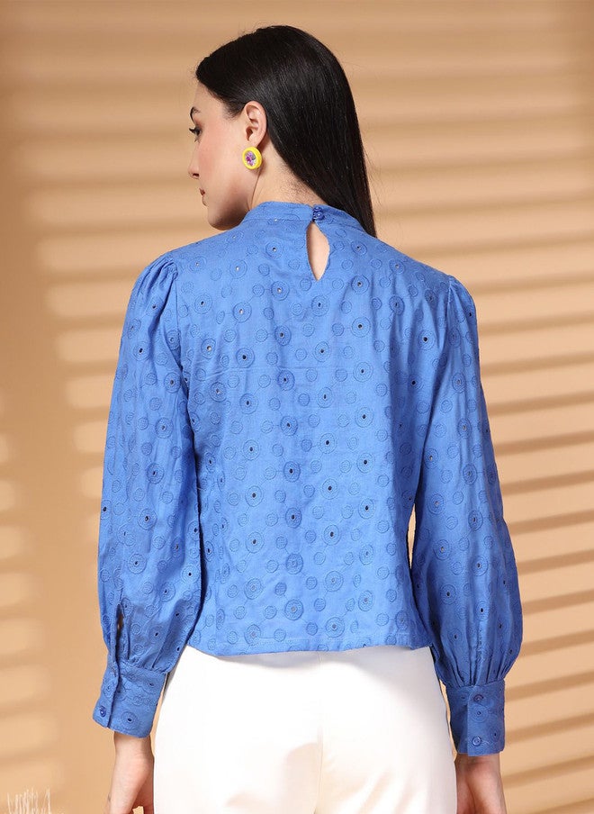 PlusS Blue Cotton Top for Women - Image 5