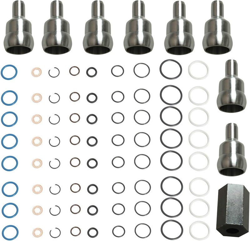 caqeg Pack of 8 For 2003-2007 Ford 6.0L Powerstroke Oil Rail Leak Repair Kit Tool O-rings + Injector Seal Kits - Image 1