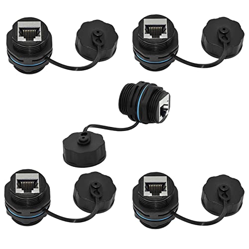 PENGLIN 5PCS RJ45 Panel Mount Waterproof Connector,Shielded RJ45 CAT5E/6 Industrial Bulkhead Feed Thru Coupler,Outdoor IP68 Waterproof Ethernet LAN Cable Connector - Image 1