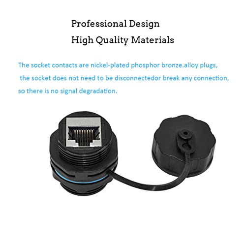 PENGLIN 5PCS RJ45 Panel Mount Waterproof Connector,Shielded RJ45 CAT5E/6 Industrial Bulkhead Feed Thru Coupler,Outdoor IP68 Waterproof Ethernet LAN Cable Connector - Image 5