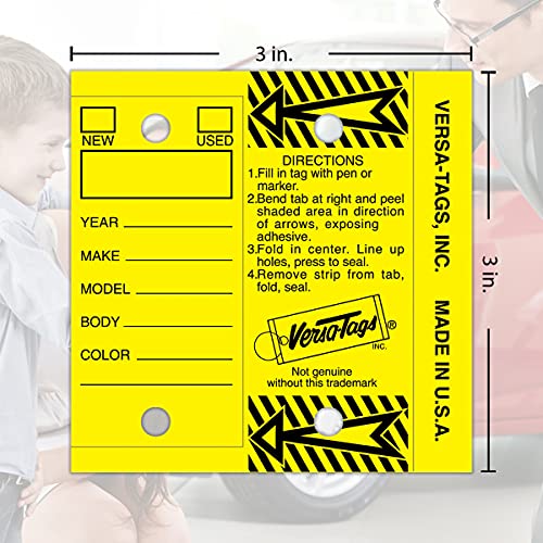 Versa-Tags Yellow 2-Pack - Genuine Versa-tag Key Tags, Self-protecting (2 Boxes) (250 Tags Per Box with Metal Rings) - Image 4