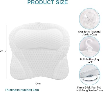 Hniuyun Bath Pillow NonSlip Bathtub Pillow with Strong Suction Cups Ergonomic Bath Pillows for Tub Neck and Back Support Soft Bath Spa Pillow Machine Washable - Image 2