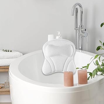 Hniuyun Bath Pillow NonSlip Bathtub Pillow with Strong Suction Cups Ergonomic Bath Pillows for Tub Neck and Back Support Soft Bath Spa Pillow Machine Washable - Image 1