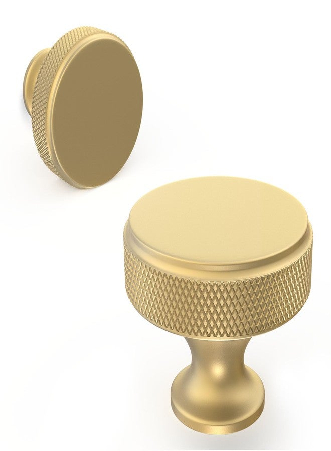 BUKOBYHE 10 Pack Kitchen Cabinet Knobs Brushed Brass Cabinet Pulls Gold Knurled Drawer Knobs Solid Kitchen Hardware Kitchen Handles for Cabinets Cupboard Knobs Drawer Knobs - Image 1