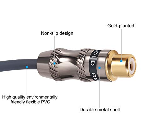 Devinal Y-Cable, RCA Female to 2 RCA Female Adapter, Video/Audio Splitter, 10" (25 cm) - Image 3