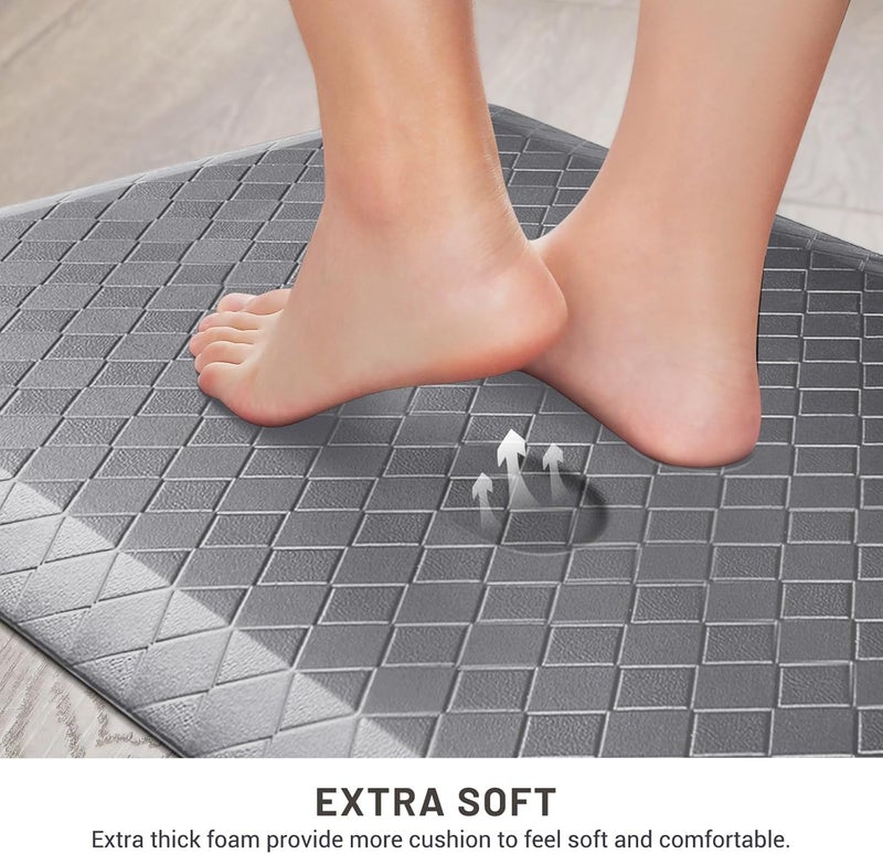 HappyTrends Kitchen Floor Mat - 4/5 Inch Thick Anti-Fatigue Kitchen Rug,Waterproof Non-Slip Kitchen Mats and Rugs Heavy Duty Ergonomic Comfort Rug for Kitchen,Office,Sink,Laundry,(22"x54", Gray) - Image 4