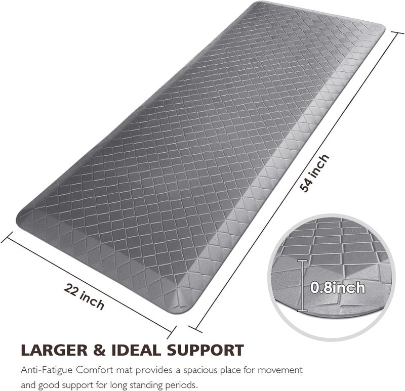 HappyTrends Kitchen Floor Mat - 4/5 Inch Thick Anti-Fatigue Kitchen Rug,Waterproof Non-Slip Kitchen Mats and Rugs Heavy Duty Ergonomic Comfort Rug for Kitchen,Office,Sink,Laundry,(22"x54", Gray) - Image 2