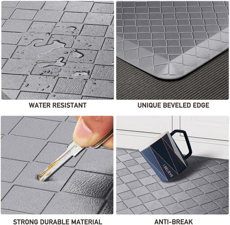HappyTrends Kitchen Floor Mat - 4/5 Inch Thick Anti-Fatigue Kitchen Rug,Waterproof Non-Slip Kitchen Mats and Rugs Heavy Duty Ergonomic Comfort Rug for Kitchen,Office,Sink,Laundry,(22"x54", Gray) - Image 5