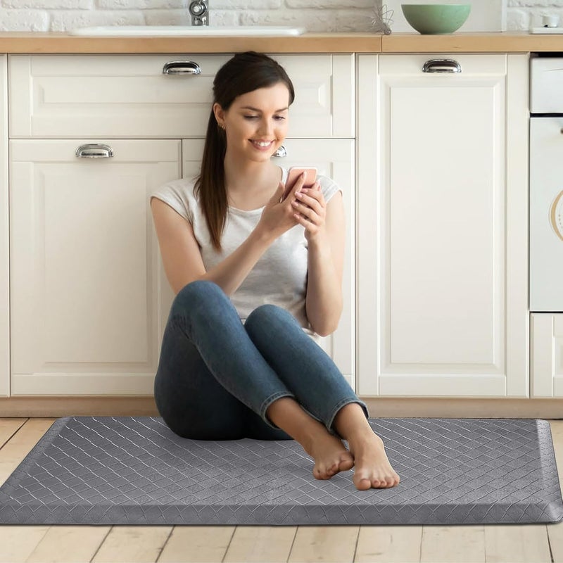 HappyTrends Kitchen Floor Mat - 4/5 Inch Thick Anti-Fatigue Kitchen Rug,Waterproof Non-Slip Kitchen Mats and Rugs Heavy Duty Ergonomic Comfort Rug for Kitchen,Office,Sink,Laundry,(22"x54", Gray) - Image 3
