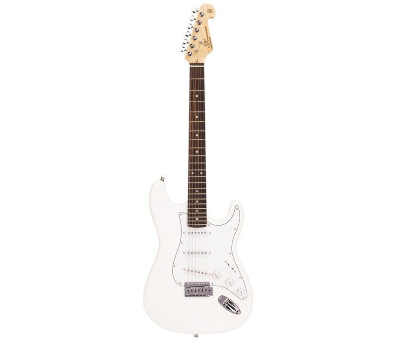 SX Guitar SE1-SK-WT Stratocaster Electric Package Guitar - White - Image 3