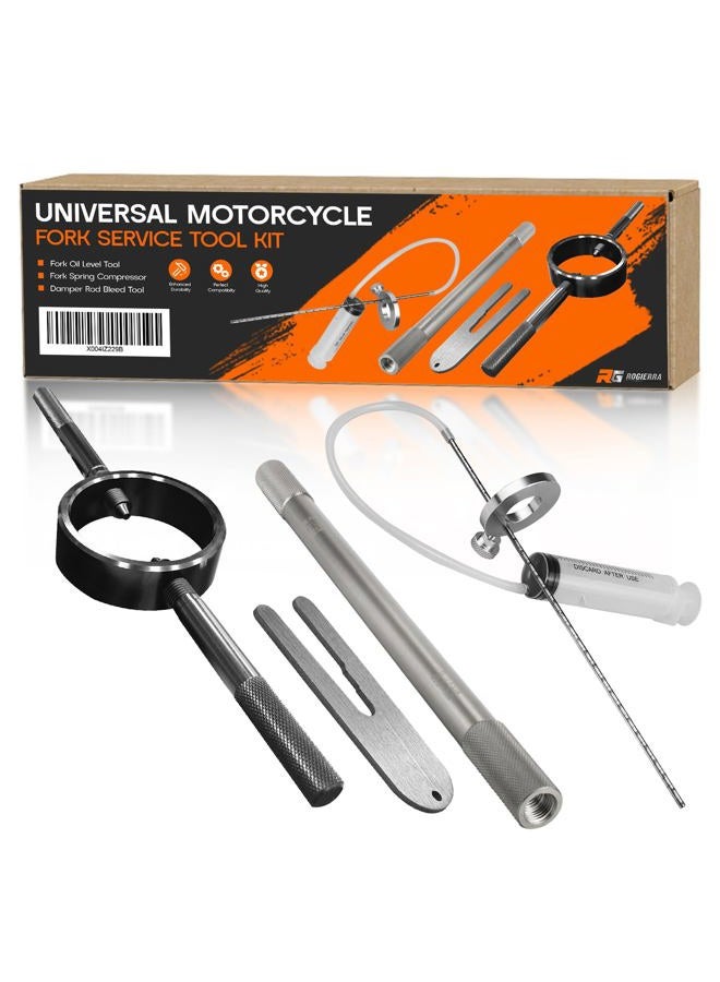 Rogierra Universal Motorcycle Fork Service Tool Kit,（Fork Oil Level Tool, Fork Spring Compressor and Damper Rod Bleed Tool） Fork Maintenance Tool Set for Most Upside Down Street Bike Motorcycle Forks - Image 1