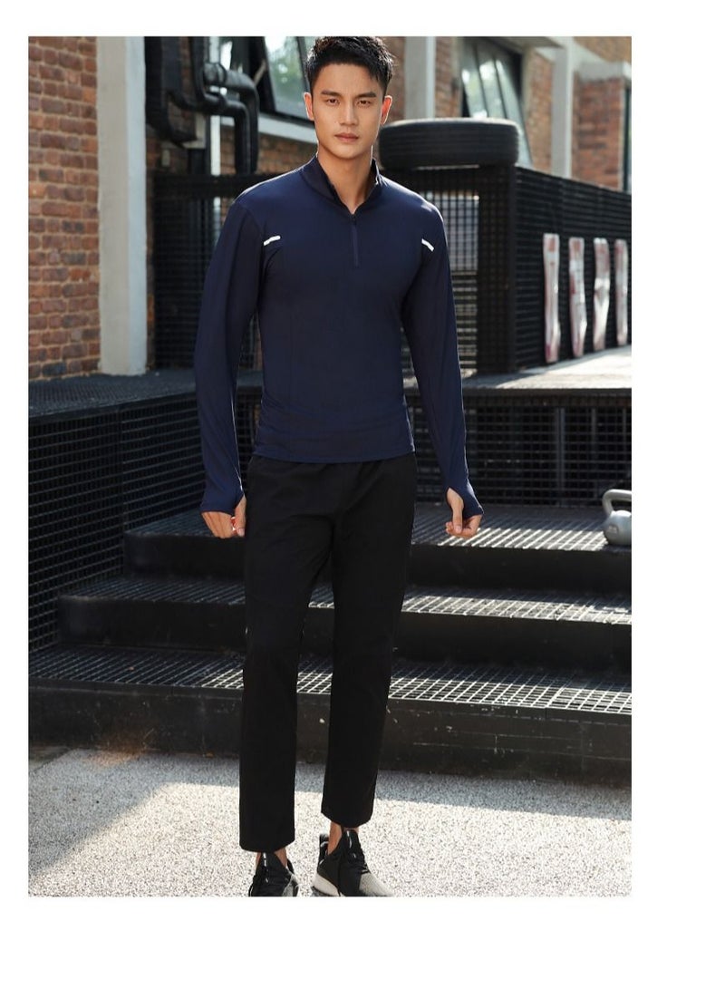 UTDOORWEAR Thin Half Zipper Stand-up Collar Running Sports Quick Dry Men's Fitness Long Sleeve T-Shirt  - Image 2