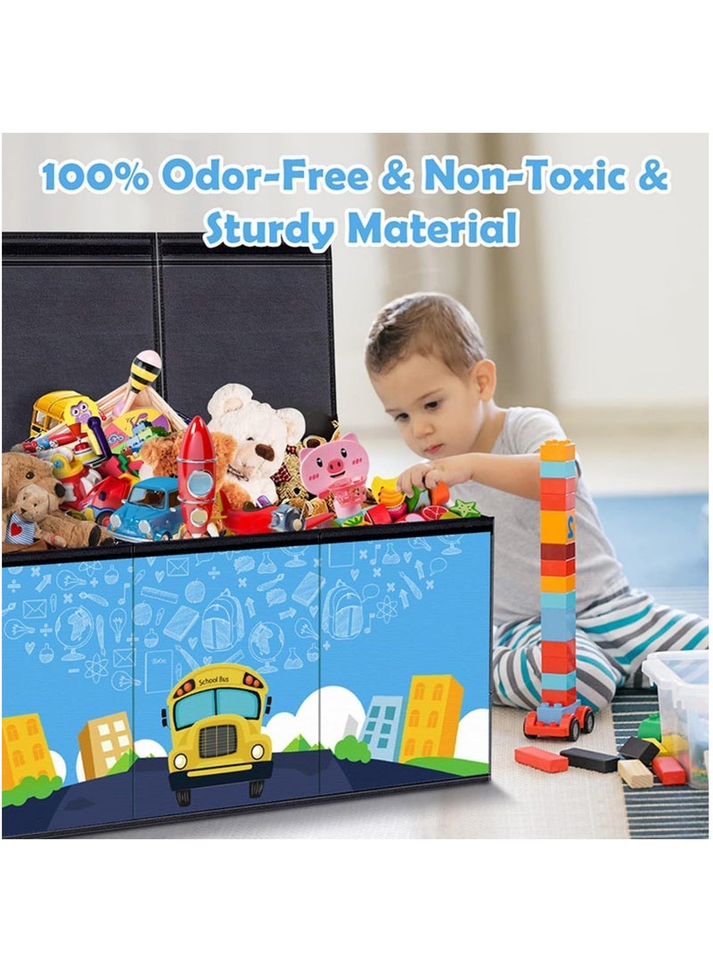 Gonice Large Lidded Storage Bin, Kids Toy Chest, Foldable Storage Box Organizer Container, Multi-use Basket Storage Box, Toy Chest for Home and Nursery. - Image 3