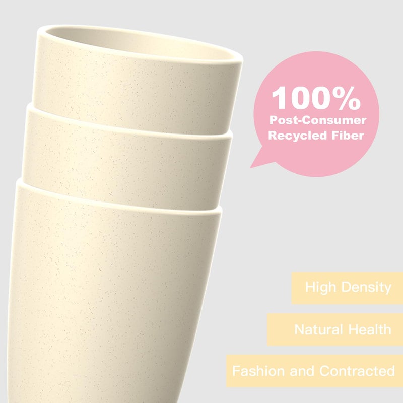 Homienly Wheat Straw Cups - Unbreakable Cups Set of 6,20 oz Dishwasher & Microwave Safe Drinking Glasses for Everyday Use-Beige - Image 4