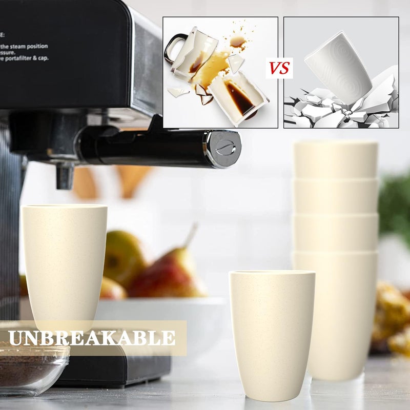 Homienly Wheat Straw Cups - Unbreakable Cups Set of 6,20 oz Dishwasher & Microwave Safe Drinking Glasses for Everyday Use-Beige - Image 5