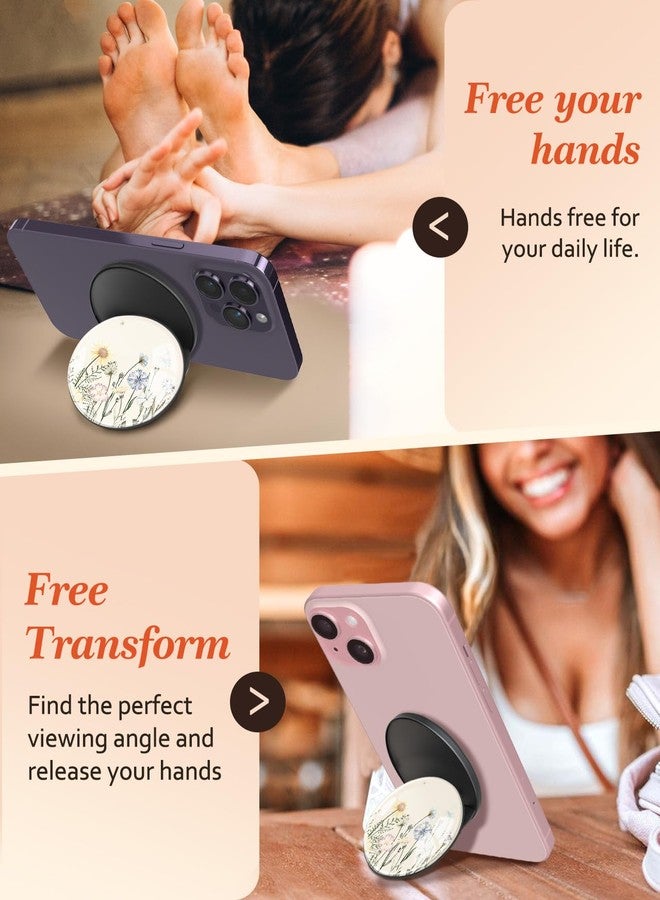 Kidcube Magnetic Phone Grip Compatible with Magsafe - Cell Phone Grip Stand Magnetic Ring Holder Finger Kickstand for iPhone 16 15 14 13 12 Series Magnet Removable Accessories Cute Flower Floral - Image 4