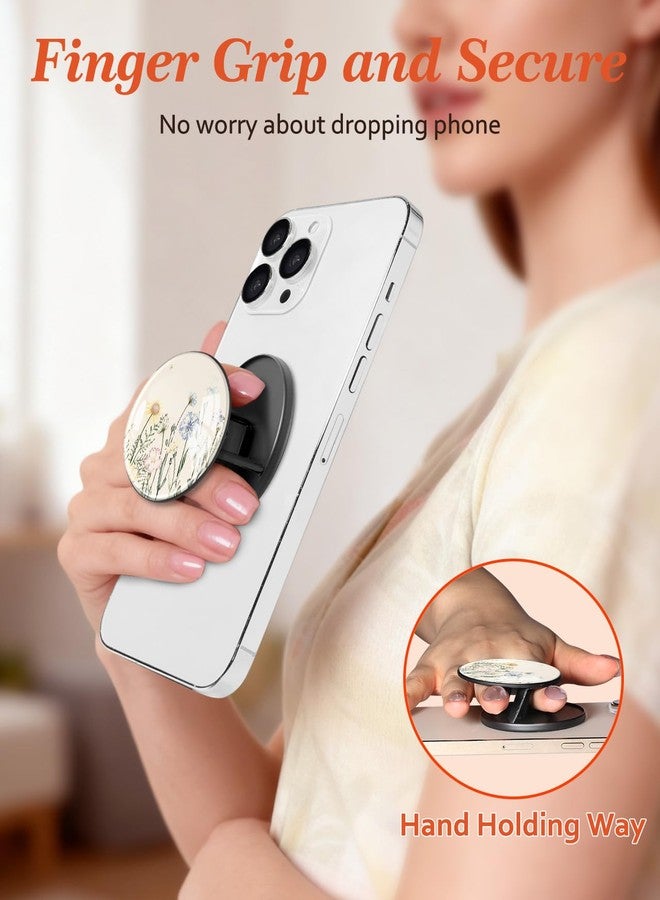 Kidcube Magnetic Phone Grip Compatible with Magsafe - Cell Phone Grip Stand Magnetic Ring Holder Finger Kickstand for iPhone 16 15 14 13 12 Series Magnet Removable Accessories Cute Flower Floral - Image 2
