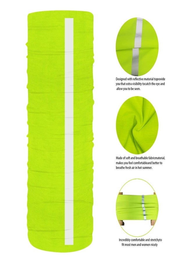 Bilymate 5Pcs Reflective Bandana Face Mask Neck Gaiter,Scarf Headbands Balaclava Headwear Tube Windproof Hi-Vis Seamless Face Cover for Cycling, Running & Outdoor Safety (Green) - Image 4