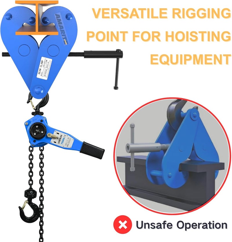 AMORITE Vertical Beam Clamp 4400lbs (2 Ton) Working Load Limit - Image 3