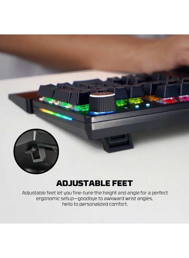 Fantech MK853 MaxPower RGB Mechanical Gaming Keyboard Blue Switch Full Size 104 Keys with Volume Knob Dual Shot Keycaps Wrist Rest Black - Image 5