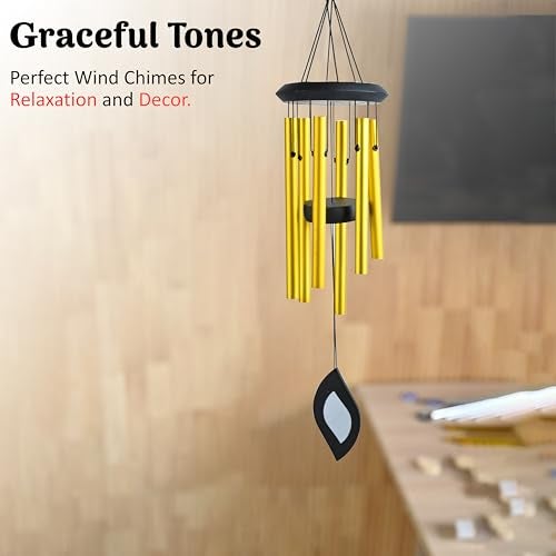 HindCraft Gold Windchime for Home Decor – Elegant Chimes for Balcony, Living Room, Wall Hanging Decoration & Garden Decoration Items Outdoor(Pack of 1) - Image 5