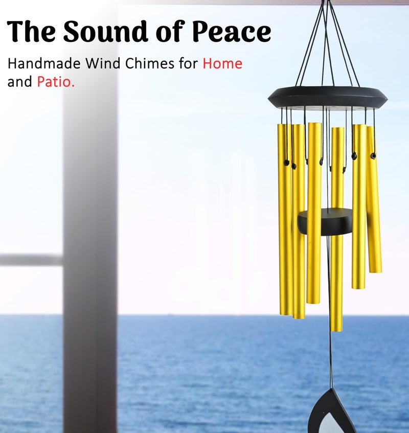 HindCraft Gold Windchime for Home Decor – Elegant Chimes for Balcony, Living Room, Wall Hanging Decoration & Garden Decoration Items Outdoor(Pack of 1) - Image 4