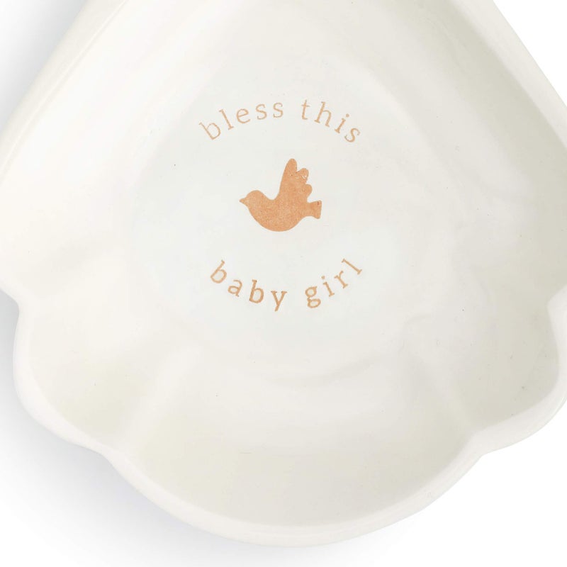 DEMDACO Bless This Baby Girl Glossy White 5 x 4 Ceramic Stoneware Baptism Bowl - Image 3