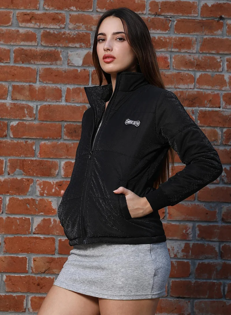 كامبوس سوترا Women's Obsidian Black Zip-Front Quilted Jacket