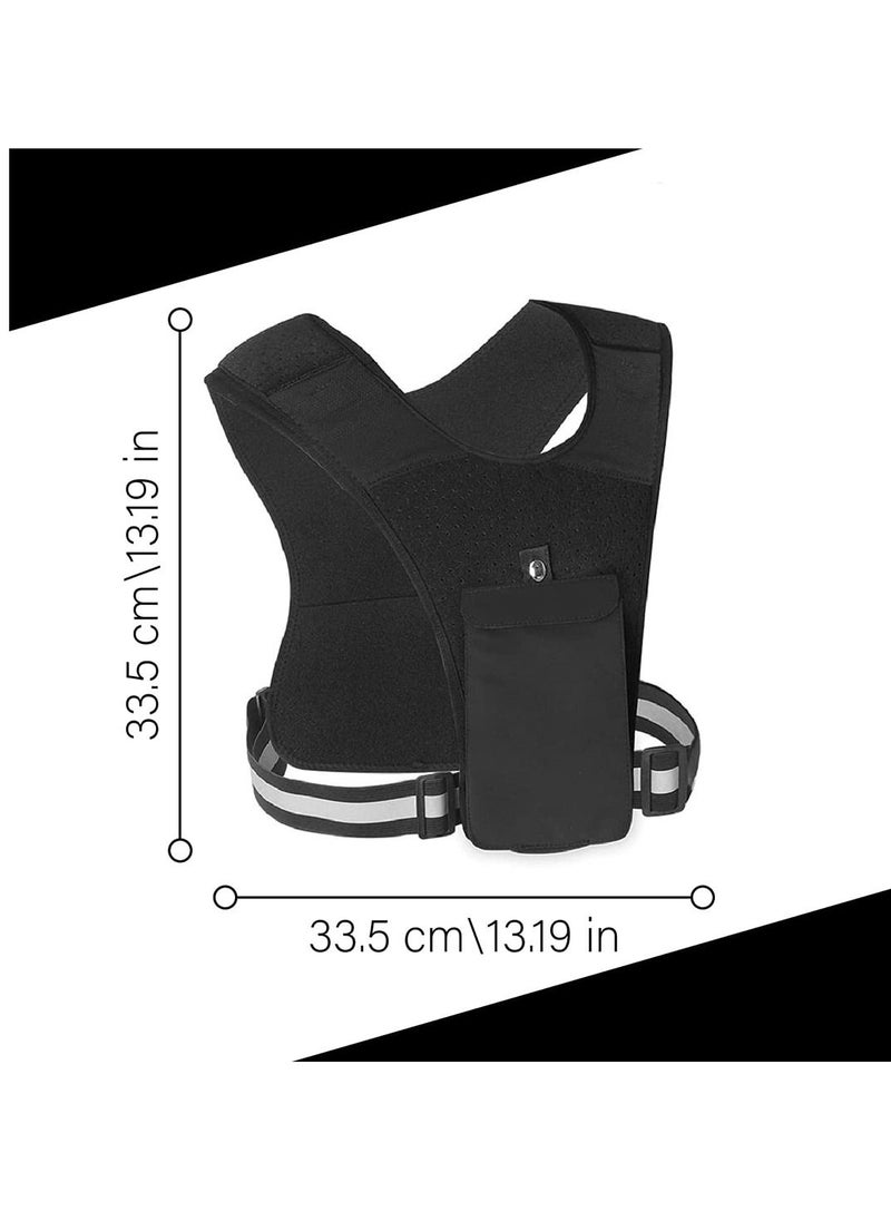 SYOSI Running Vest Phone Holder, Adjustable Waistband Reflective Training Workout Gear with Pocket, Hands Free Breathable Sports Vest for Phone Holder for Cycling Walking  - Image 5