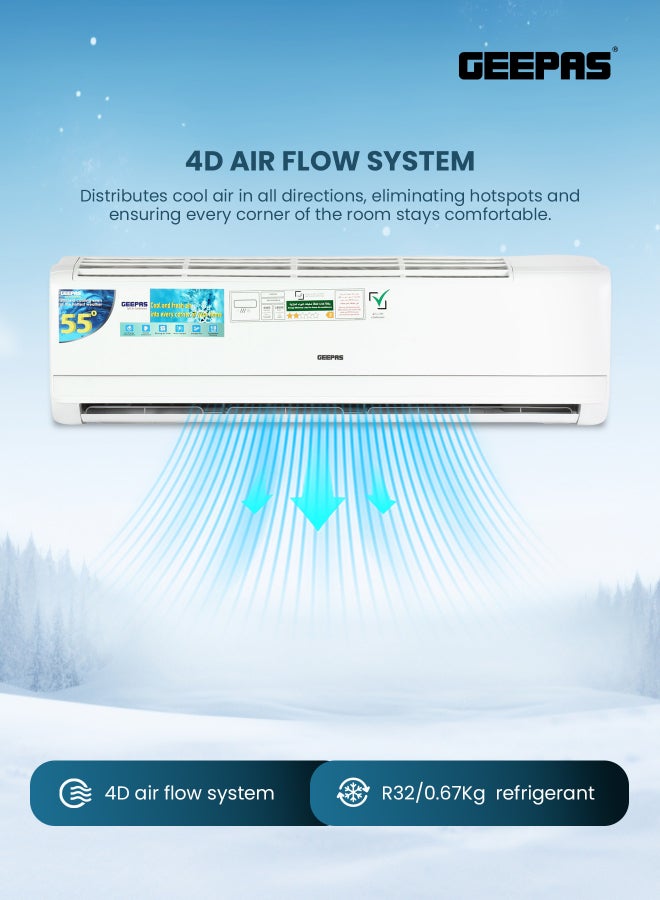 GEEPAS 2.0Ton Split Air Conditioner  – GACS2420RCA ,  Full DC Inverter AC with Golden Fin, Fast Cooling, Auto Restart & Low Energy Consumption 2600 W GACS2420RCA white - Image 5