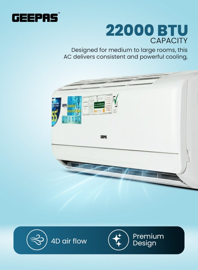 GEEPAS 2.0Ton Split Air Conditioner  – GACS2420RCA ,  Full DC Inverter AC with Golden Fin, Fast Cooling, Auto Restart & Low Energy Consumption 2600 W GACS2420RCA white - Image 4