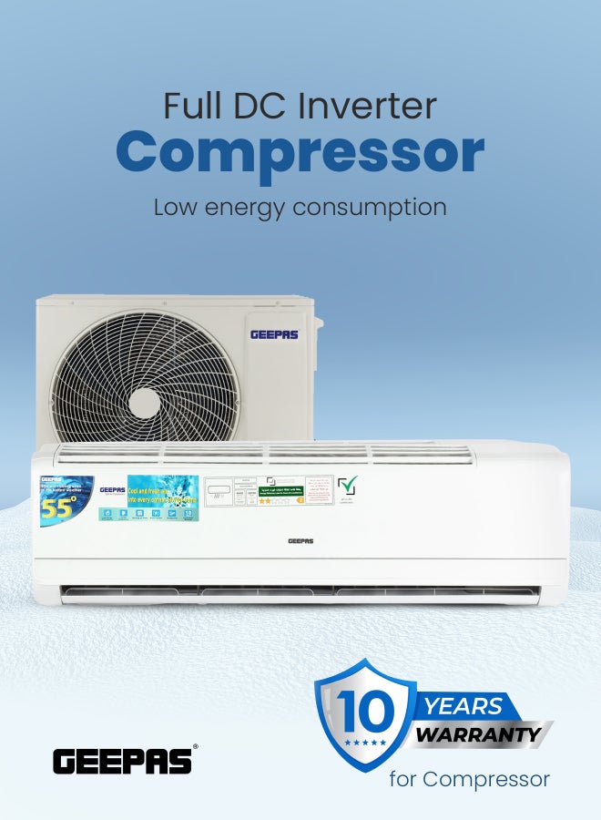 GEEPAS 2.0Ton Split Air Conditioner  – GACS2420RCA ,  Full DC Inverter AC with Golden Fin, Fast Cooling, Auto Restart & Low Energy Consumption 2600 W GACS2420RCA white - Image 1