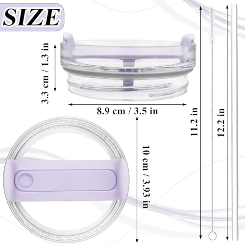 TiciKim 40oz Tumbler Lid Compatible for Stanley, 2 Pack Replacement Tumbler Lids Fit for Stanley Quencher 2.0 Tumbler 40 OZ, with Straws and Cleaning Brush (Orchid) - Image 2