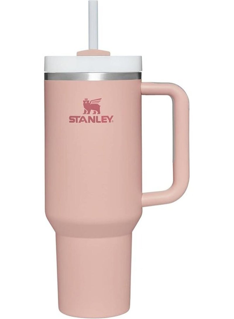 Stanley cup 40 oz Thermal Mug with Straw and Handle, 1200 ml Coffee Mug To Go, Double-Walled Stainless Steel Vacuum Insulated Mug with Lid, Portable Car Mug for Hot and Cold Drinks (Rose) - Image 1